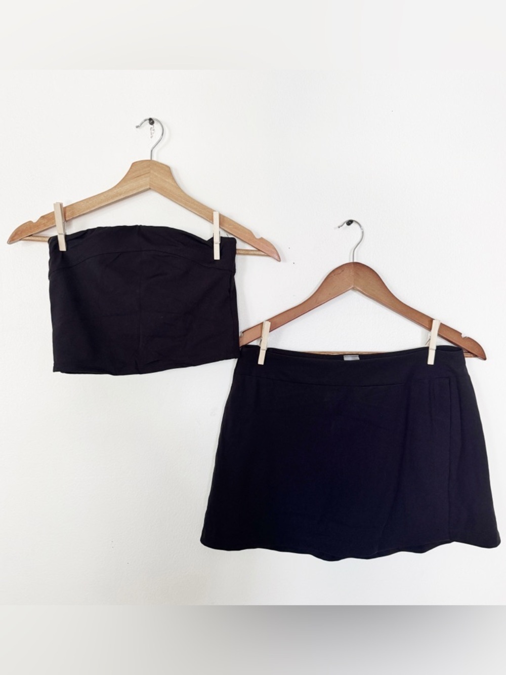 Mono B Black Mini Skirt set - Tube top and A-Line skirt medium